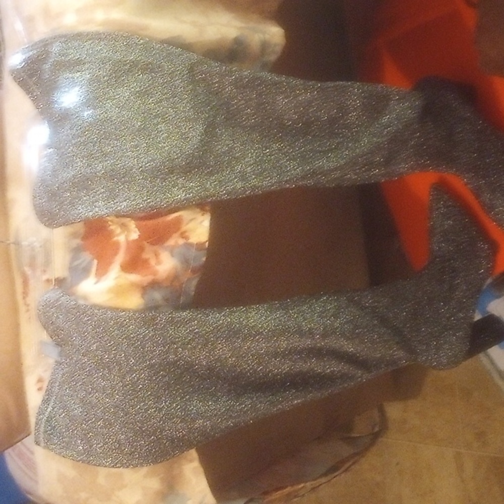 10  4.5 " Heel black sparkle stretch tall Boot